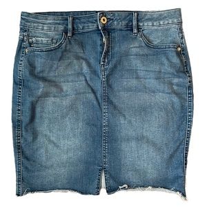 Tommy Hilfiger Split Front Raw Hem Denim Midi Skirt 8/10